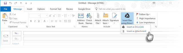 Plug-in do Google Drive com Microsoft Outlook