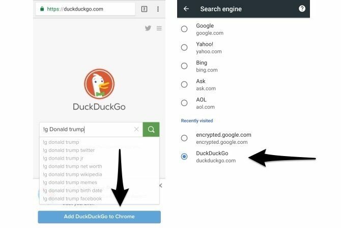 duckduckgo bang chrome móvel