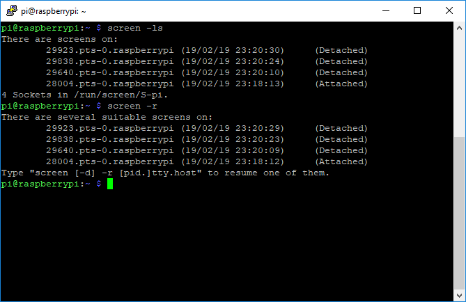 Tela GNU Terminal Terminal Tela Reattach List