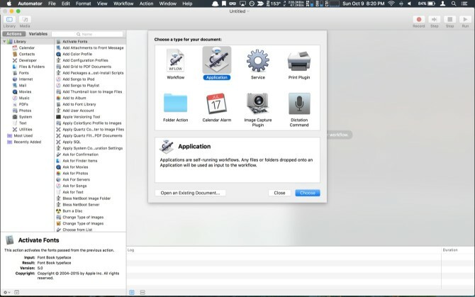 Aplicativo Mac Sierra Automator