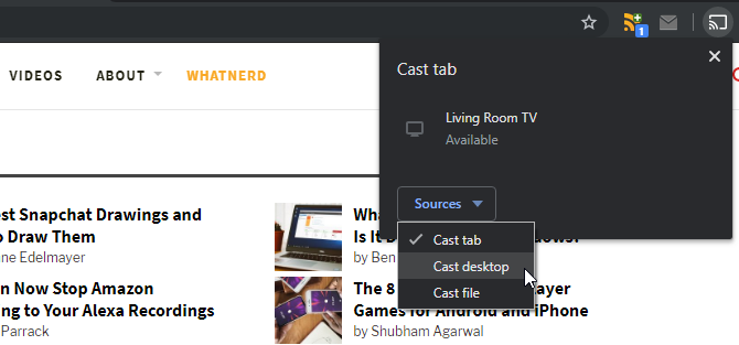 Transmitindo uma área de trabalho via Chromecast