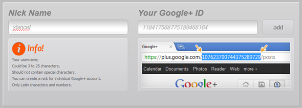 URL do Google Plus