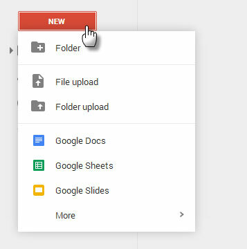 Google Drive - interface do usuário