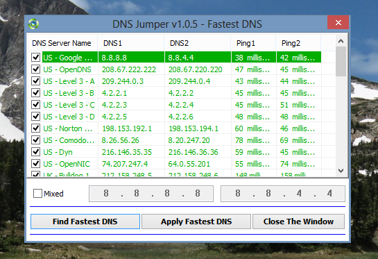 mudar servidor dns