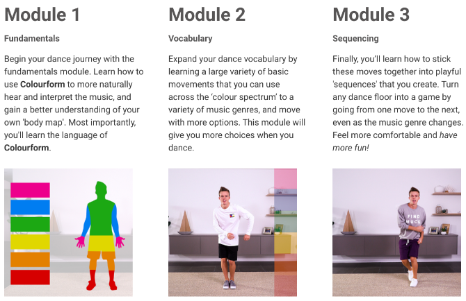 Move With Colors ensina dançarinos iniciantes absolutos como dançar qualquer música e encontrar ritmo