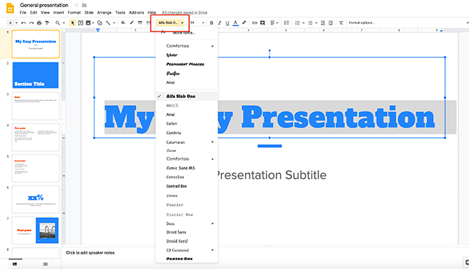 Como criar uma apresentação Slides do Google Alterar estilo de fonte