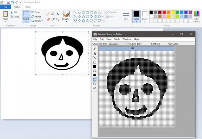 Editor de caracteres particulares - Copiar do Paint