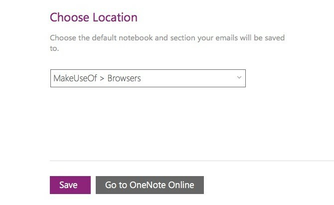 Escolha o OneNote Salvar local