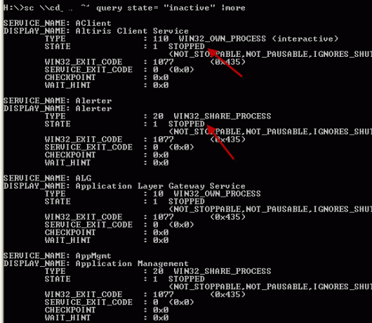 serviços em execução no computador