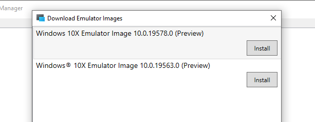 imagem de emulador de download do windows 10x