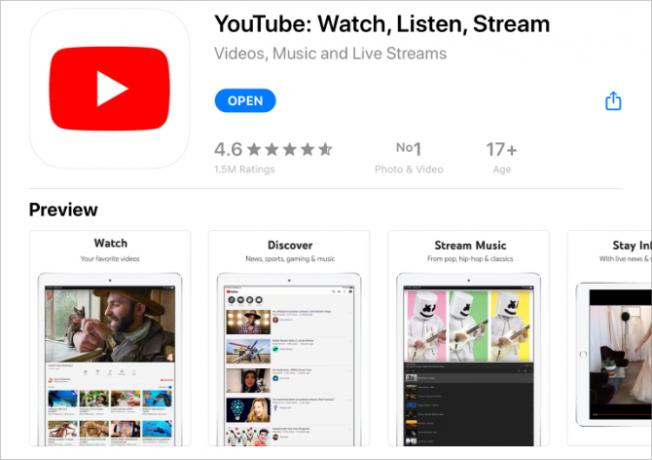 YouTube na App Store