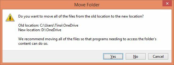 Mover pasta do OneDrive