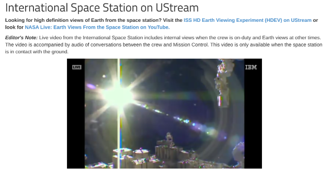 Assista a uma transmissão ao vivo da Estação Espacial Internacional