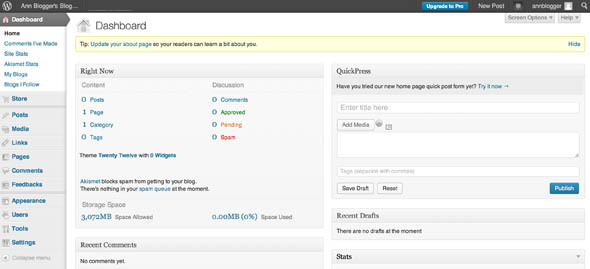 Blogger vs. WordPress.com: uma comparação completa wordpress ui2