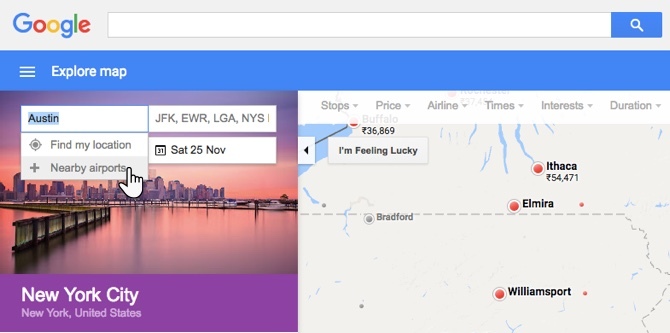 Um truque do Google Flights para viagens mais agradáveis ​​durante as férias Google Flights Nearby Airport