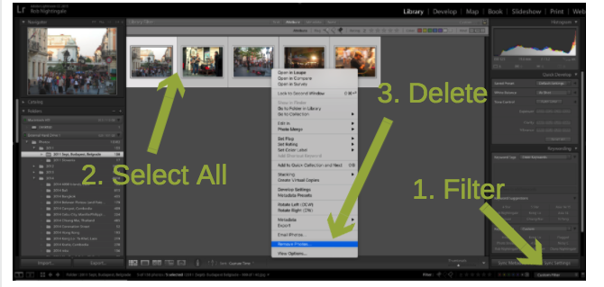 Excluir fotos Lightroom
