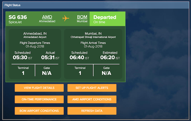 Este site útil é conhecido como Flightstats