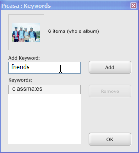 Picasa - Palavras-chave para fotos