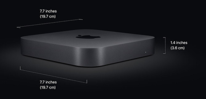 Dimensões de tamanho físico do Mac Mini