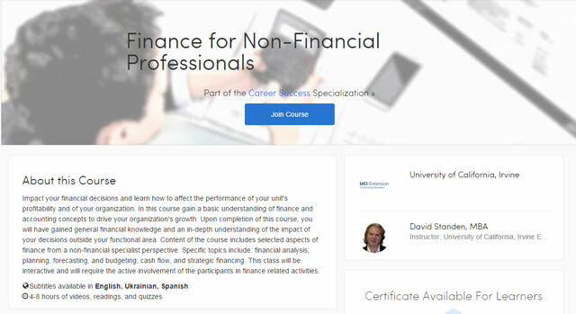 Coursera - Finanças para Profissionais Não Financeiros