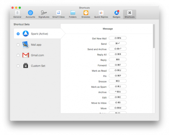 aplicativo de e-mail spark para configurações do Mac