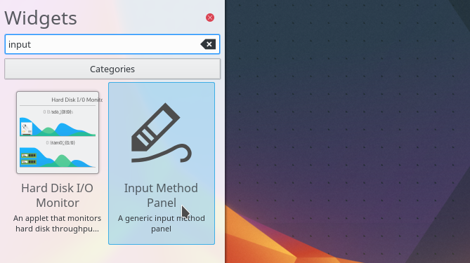 painel de métodos de entrada do kde