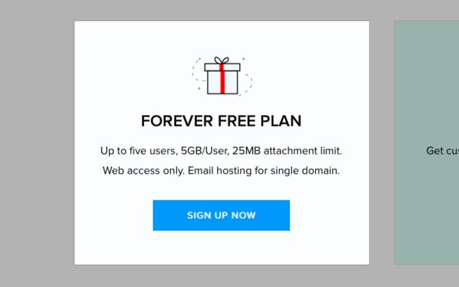 Detalhes do plano Forever Free da Zoho