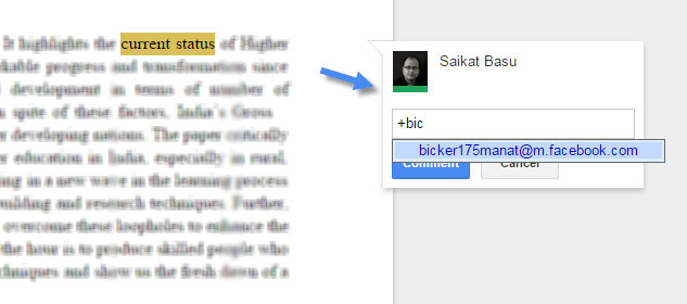 Google Docs - Inserir comentário