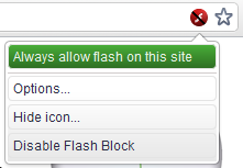 extensão do chrome flash do bloco