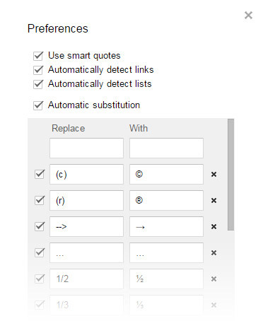 Preferências do Google Docs