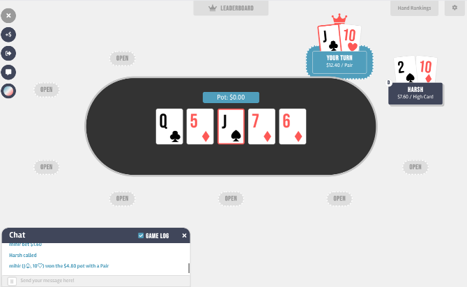 O LiPoker é a maneira mais rápida de jogar poker com os amigos, sem necessidade de inscrição ou download