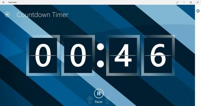 Interface do aplicativo Free Timer mostrando a contagem regressiva do trabalho