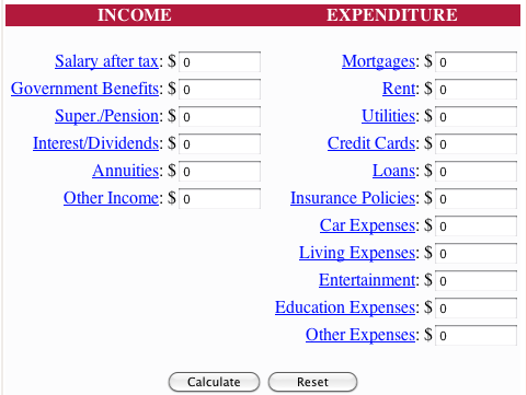 calculadora de orçamento mensal