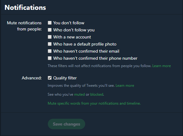 o que é opções de notificação do twitter