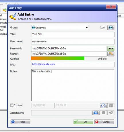 keepass adicionar entrada