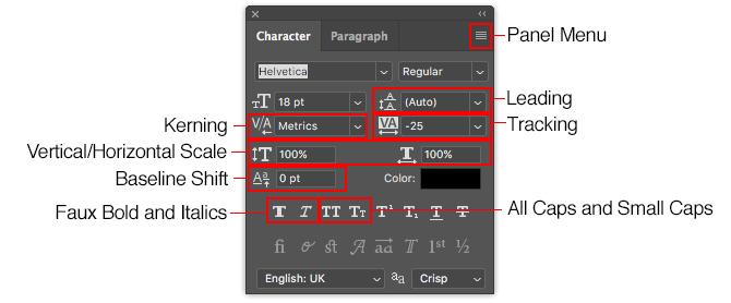 trabalhando com texto no photoshop - painel de caracteres do photoshop