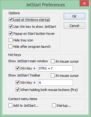 Preferências do JetStart