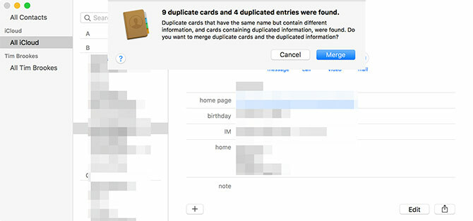 Mesclar contatos duplicados macOS