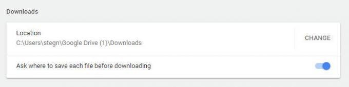 Localização de downloads do Chrome