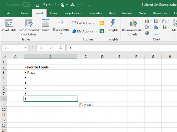 Copie e cole um marcador em outras células no Excel